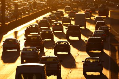 Traffic in Los Angeles. Transportation is the largest source of U.S. emissions.