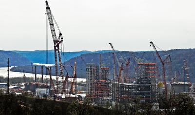 Shell Chemical Appalachia's ethane cracker facility under construction in Monaca, Pennsylvania in April 2019.