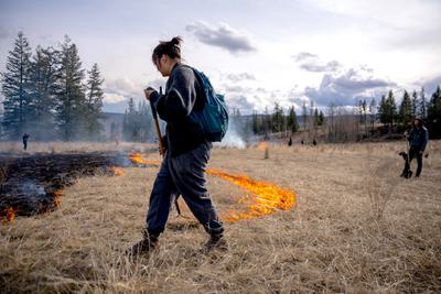 Members the Yunesit’in cultural fire crew set controlled burns on their ancestral territory in the Tsilhqot’in Nation.