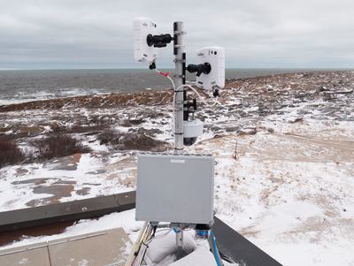 The BEARDAR radar system being tested near the shores of Hudson Bay.