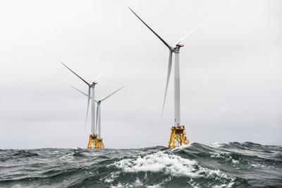 The Block Island Wind Farm, the first and only offshore wind facility in the U.S., located off the coast of Rhode Island.