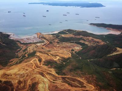 A nickel mine in Claver, Surigao del Norte, as seen during an aerial survey by Lopez's agency in 2016.