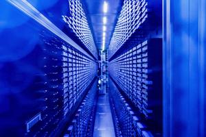 Hard disks stacked inside the German Climate Computing Center in Hamburg.