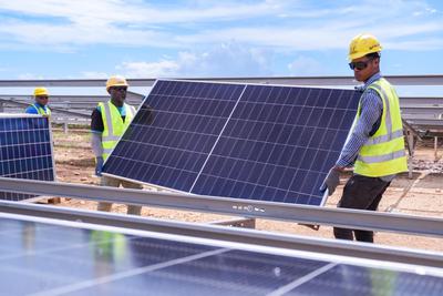 Solar installers in the Dominican Republic.