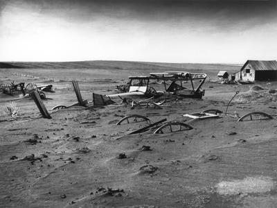 A buried barn lot in South Dakota at the height of the Dust Bowl in 1936.