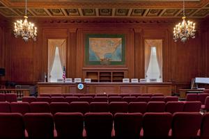 A hearing room in the headquarters of the Environmental Protection Agency in Washington, D.C.