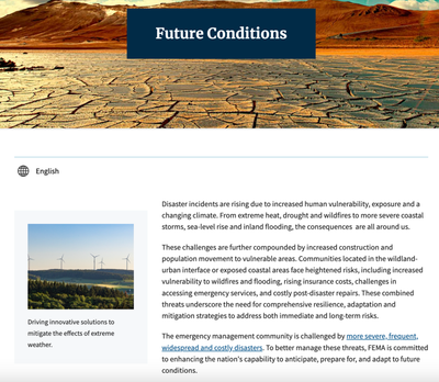 CLICK TO ENLARGE. Left: FEMA's climate resilience website in December. Right: The same site after Trump took office in January, with explicit references to "climate change" removed.