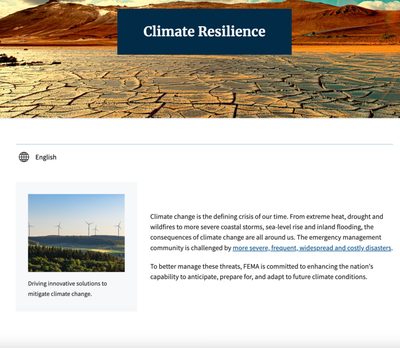 CLICK TO ENLARGE. Left: FEMA's climate resilience website in December. Right: The same site after Trump took office in January, with explicit references to "climate change" removed.