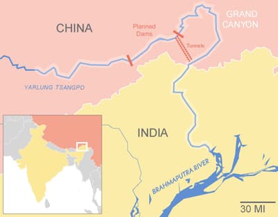 計劃中的大壩工程的大致位置。