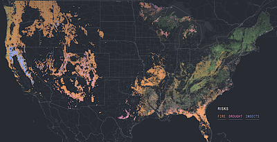 Threats to U.S. forests if temperatures rise 3.6 degrees C.