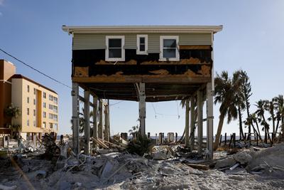 A home destroyed by Hurricane Ian in Fort Myers Beach, October 2022.