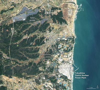 Abandoned farms near the Fukushima nuclear power plant are now the site of solar arrays.