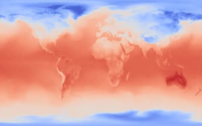 Given scattered temperature data (left), an IBM A.I. weather model was able to produce a complete map of global temperatures (right).