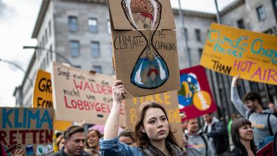 Youth climate activists at a Fridays For Future protest in Berlin, Germany on September 20, 2019.