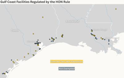 Gulf Coast petrochemical plants regulated by the 2024 HON rule. Source: Environmental Defense Fund.
