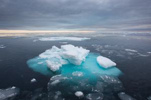 Ice drifts in the Fram Strait between Norway’s Arctic islands and Greenland.