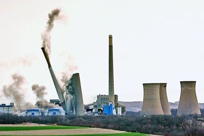 A shuttered coal-burning power plant in Homer City, Pennsylvania, was demolished to make way for a new gas-fired facility that will power data centers.