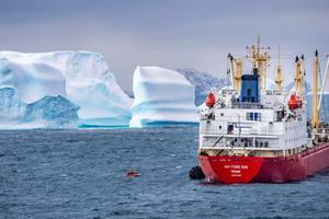 A trawler fishing for krill in the South Orkney Islands, near Antarctica.