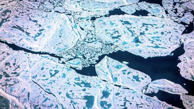 Melting sea ice in the Arctic in July 2022.