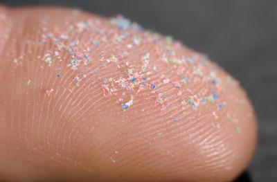 Microplastic particles.