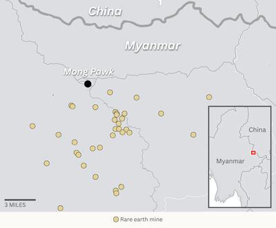 Rare earth mining sites in the Mong Pawk region. Source: Shan Human Rights Foundation, Stimson Center.