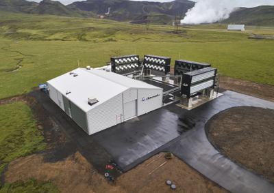 The Orca direct air capture and storage plant, operated by Climeworks, in Hellisheidi, Iceland.
