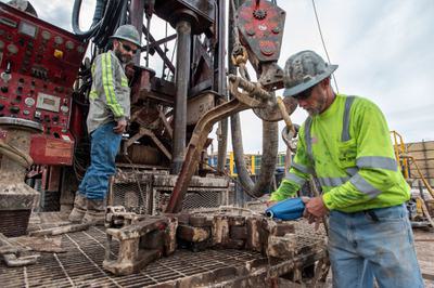 A construction team works on an aquifer storage and recovery well being drilled in the Desert Ridge neighborhood of North Phoenix. Slated to become operational in two years, the well will provide access to groundwater and help meet water demands during drought and peak usage times.