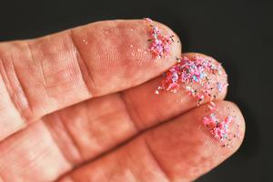 Microplastic particles.