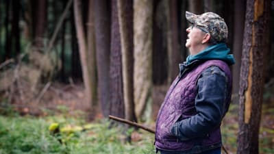 Susan Benedict on her family's tract of land near State College, Pennsylvania.
