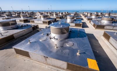 Spent nuclear fuel stored at the shuttered San Onofre nuclear plant near San Clemente, California.