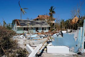 Damaged homes on Sanibel Island, Florida, in the aftermath of Hurricane Ian, September 2022.
