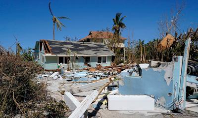 Damaged homes on Sanibel Island, Florida, in the aftermath of Hurricane Ian, September 2022.