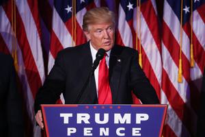 Donald Trump on election night in New York City.