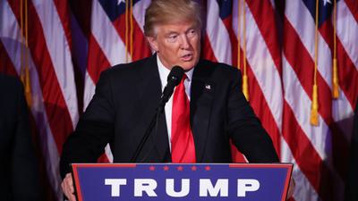 Donald Trump on election night in New York City.