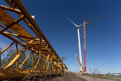The Tyligulska Wind Power Plant being built near Mykolaiv, Ukraine.
