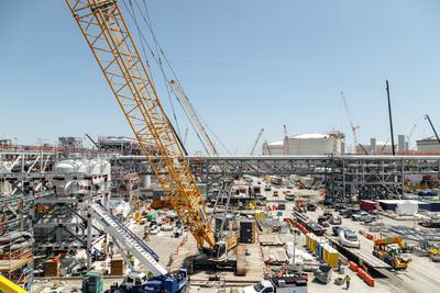 The Venture Global Plaquemines gas export terminal under construction in Port Sulphur, Louisiana last year.