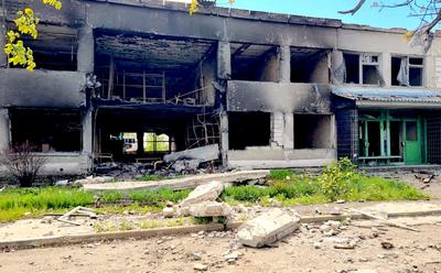 Damage from a 2022 Russian attack on the Yuriev Plant Production Institute, site of the National Center of Plant Genetic Resources, in Kharkiv, Ukraine.